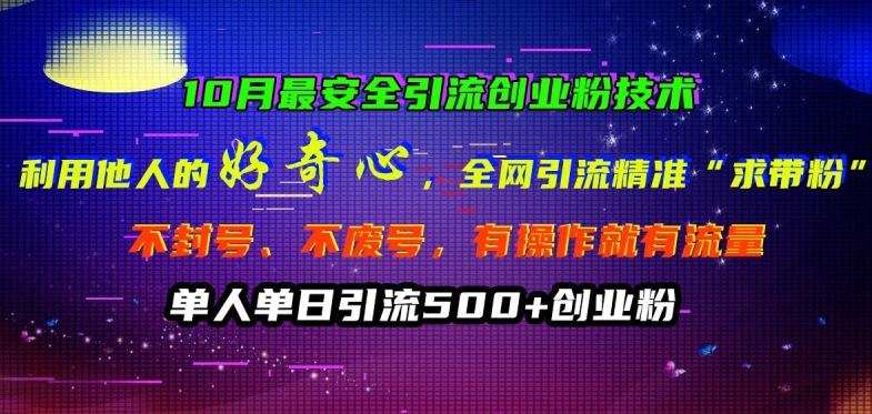 10月最安全引流创业粉技术，利用他人的好奇心全网引流精准“求带粉”不封号、不废号【揭秘】-胖丫丫博客