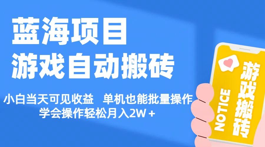 【蓝海项目】游戏自动搬砖 小白当天可见收益 单机也能批量操作 学会操…-胖丫丫博客