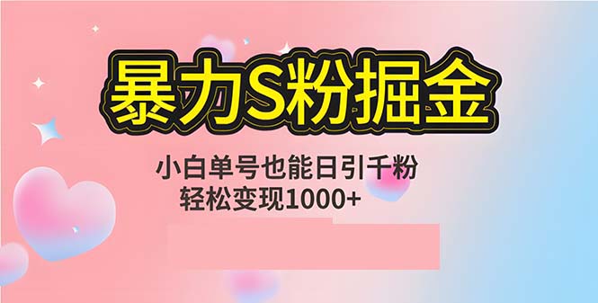 单人单机日引千粉，变现1000+，S粉流量掘金计划攻略-胖丫丫博客