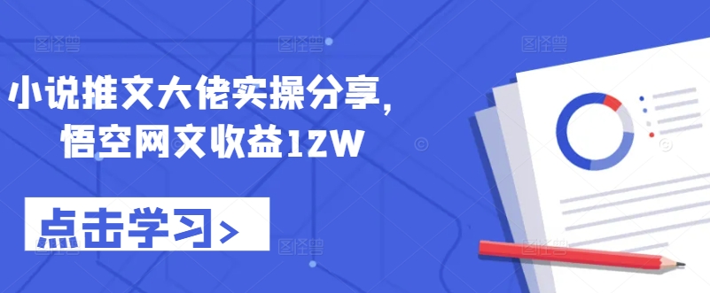 小说推文大佬实操分享，悟空网文收益12W-胖丫丫博客