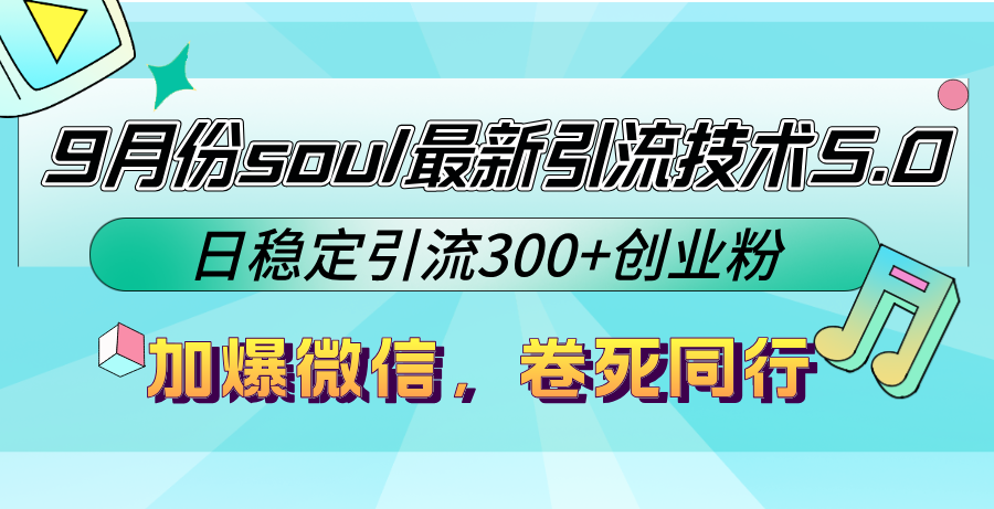 9月份soul最新引流技术5.0，日稳定引流300+创业粉，加爆微信，卷死同行-胖丫丫博客