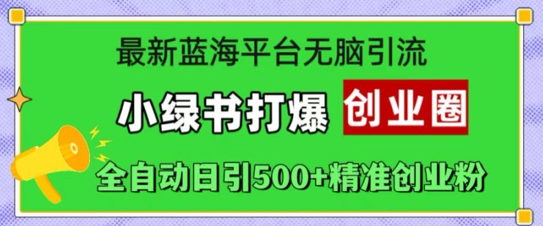 最新蓝海平台无脑引流，小绿书打爆创业圈，全自动日引500+精准创业粉-胖丫丫博客