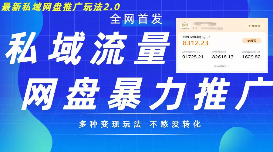 最新暴力私域网盘拉新玩法2.0，多种变现模式，并打造私域回流，轻松日入500+【揭秘】-胖丫丫博客